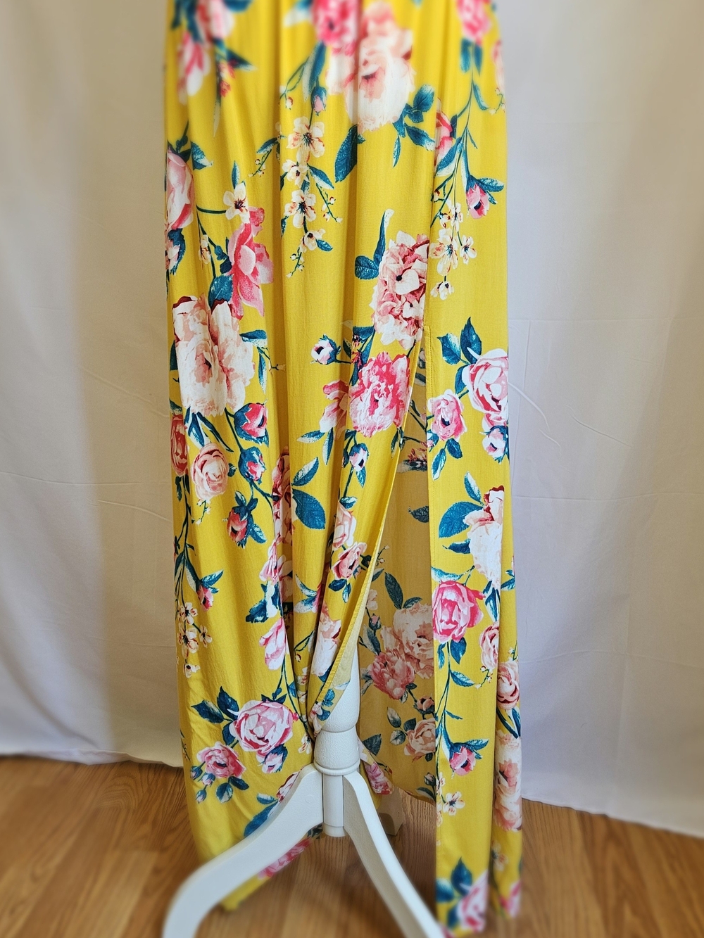 Band of Gypsies Yellow Floral Off Shoulder Maxi Dress L - Picture 7 of 16